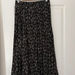 Source Unknown Black Floral Midi Skirt